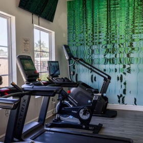 a room with exercise equipment